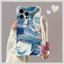 Funda para teléfono 1 pieza Una elegante correa para el hombro tipo bandolera, patrón Correa para el hombro tipo bandolera Correa de mano anticaída de cuatro esquinas Funda protectora para teléfono móvil Puede colgarse hacia atrás Funda para teléfono móvil suave adecuada para la serie 12 13 14 15 16 Pro Pro Plus - - Colores mixtos 1 - Ver 4