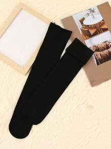 1 para damskich czarno-brązowych skarpet śnieżnych, ciepłe skarpety podłogowe z podszewką termiczną, codzienne skarpety domowe do połowy łydki i za kolano, zimowe, Y2K