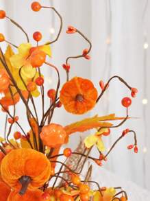 1PC Autumn Decoration Thanksgiving Tree Pumpkin Maple Leaf Berry Home Pumpkin Desktop Decoration Halloween Thanksgiving Decoration Interior,Fake Plants