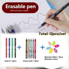 2pcs/4pcs/12pcs/24pcs/27pcs Erasable Ball Pens (Black/Red/Blue/Green Refills Available), 0.5mm Thermal Erasable Ink Pen, Durable & Easy To Correct, Keep Text Neat, Creative Student Stationery, Suitable For Note-Taking, Pricing, Highlighting Etc., Can Be Given As Learning Rewards, School Prizes To Students, Classmates, Teachers