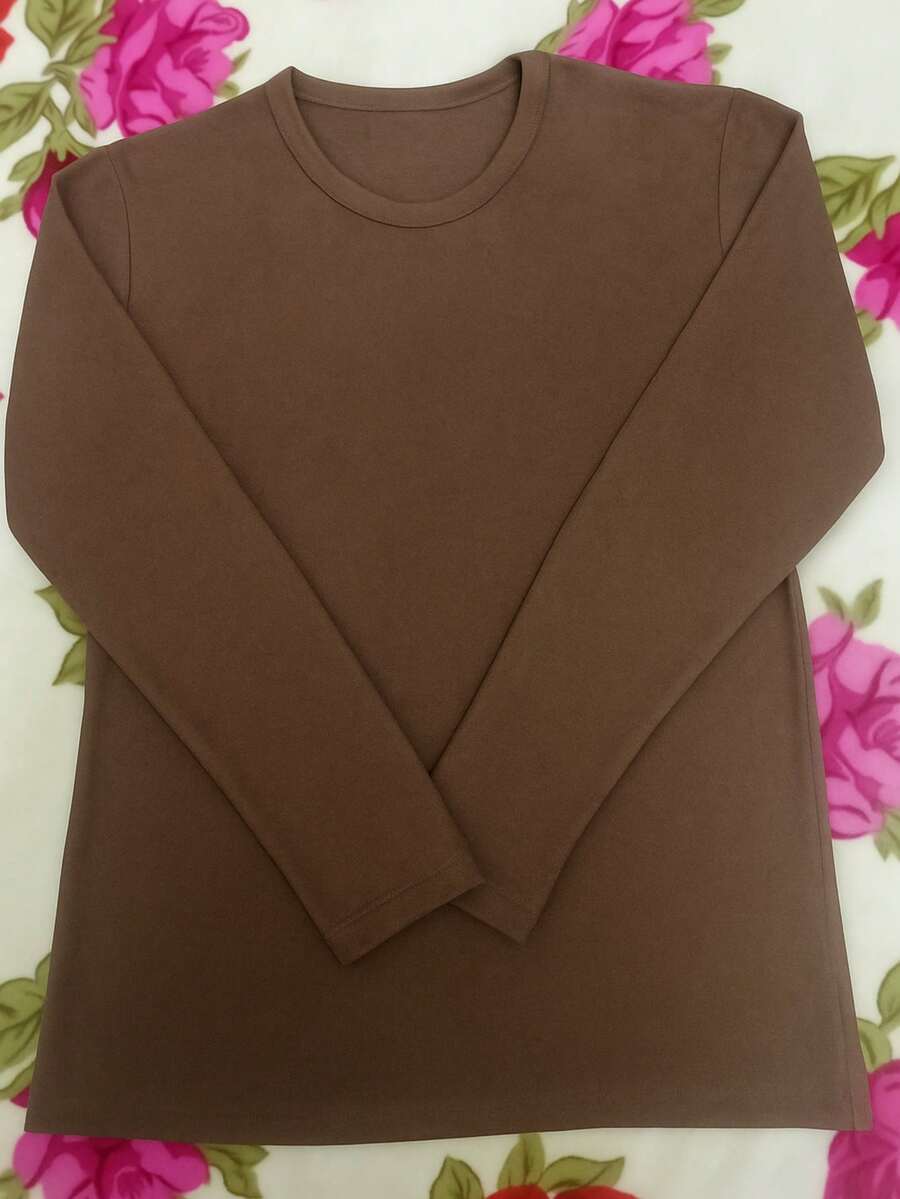 Blusa Térmica Grossa Quente Proteção Contra Frio - Castanho - Visão 1