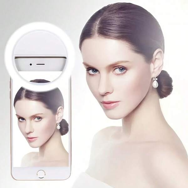 Luz de preenchimento LED portátil, mini luz de preenchimento para transmissão ao vivo de vídeo e selfie em celular, anel de luz com flash, luz de emagrecimento que realça a beleza, sem bateria, precisa ser comprado separadamente, adequado para selfies e transmissão ao vivo, fotografia, luz portátil para selfie, luz para celular