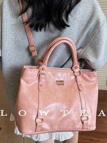 1 件 Low Tea 纯色尼龙背包，女士休闲学院风时尚背包，顶级单手携带设计，拉链开合，可调节肩带，可单肩或双肩使用，适合旅行，女士礼物，非常适合通勤、户外、旅行、徒步旅行和休闲穿着 - 粉色 - 查看 1