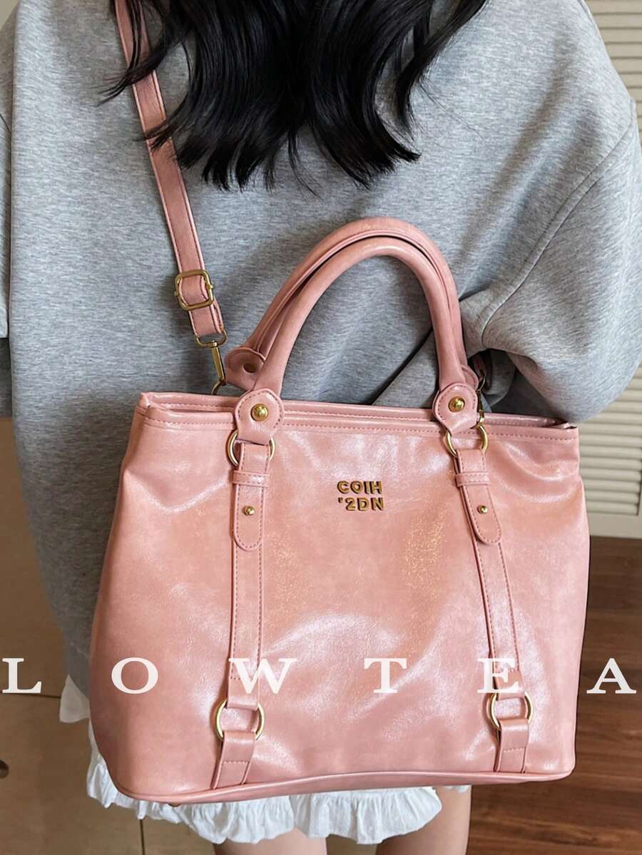 1 件 Low Tea 纯色尼龙背包，女士休闲学院风时尚背包，顶级单手携带设计，拉链开合，可调节肩带，可单肩或双肩使用，适合旅行，女士礼物，非常适合通勤、户外、旅行、徒步旅行和休闲穿着 - 粉色 - 查看 1