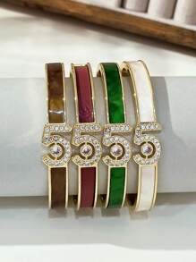 1 pulseira de cobre banhada a ouro 14k elegante e luxuosa com pedras de zircônia, joia feminina para presente