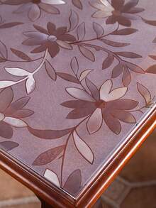 1.0mm Thick PVC Material Matte Floral Dahlia Pattern Rectangular, Square, Roll Applicable For Coffee Table, Bedside Cabinet, Dining Table, Computer Desk, Various Furniture Surface Protection Soft Glass Tablecloth, Necessary For Daily Life, Suitable For All Seasons, Minimalist Style Furniture Surface Protection Crystal Pad, Office Desk - Floral Pattern - View 11