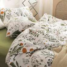 Floral Duvet Cover King Size - Blue Green Yellow White Flower Leaf Botanical Pattern Soft Microfiber Comforter Quilt Cover Set - 3PC 104 X 90 Lightweight Bedding, Farmhouse Style Bedroom For Women Men - Hoa Xanh Lục (Chỉ Bìa) - Xem 7