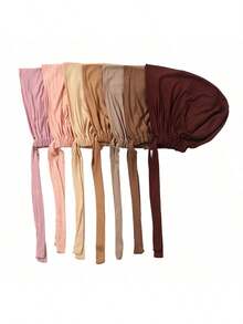 1pc Women's New Solid Color Viscose Elastic Drawstring Adjustable Headband Cap - Strappy Bottom Hat - View 11