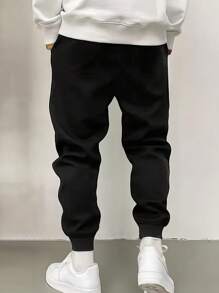 Pantalones de chándal gruesos para hombres, pantalones jogger con cordón en la cintura y puños, de otoño/invierno, de felpa