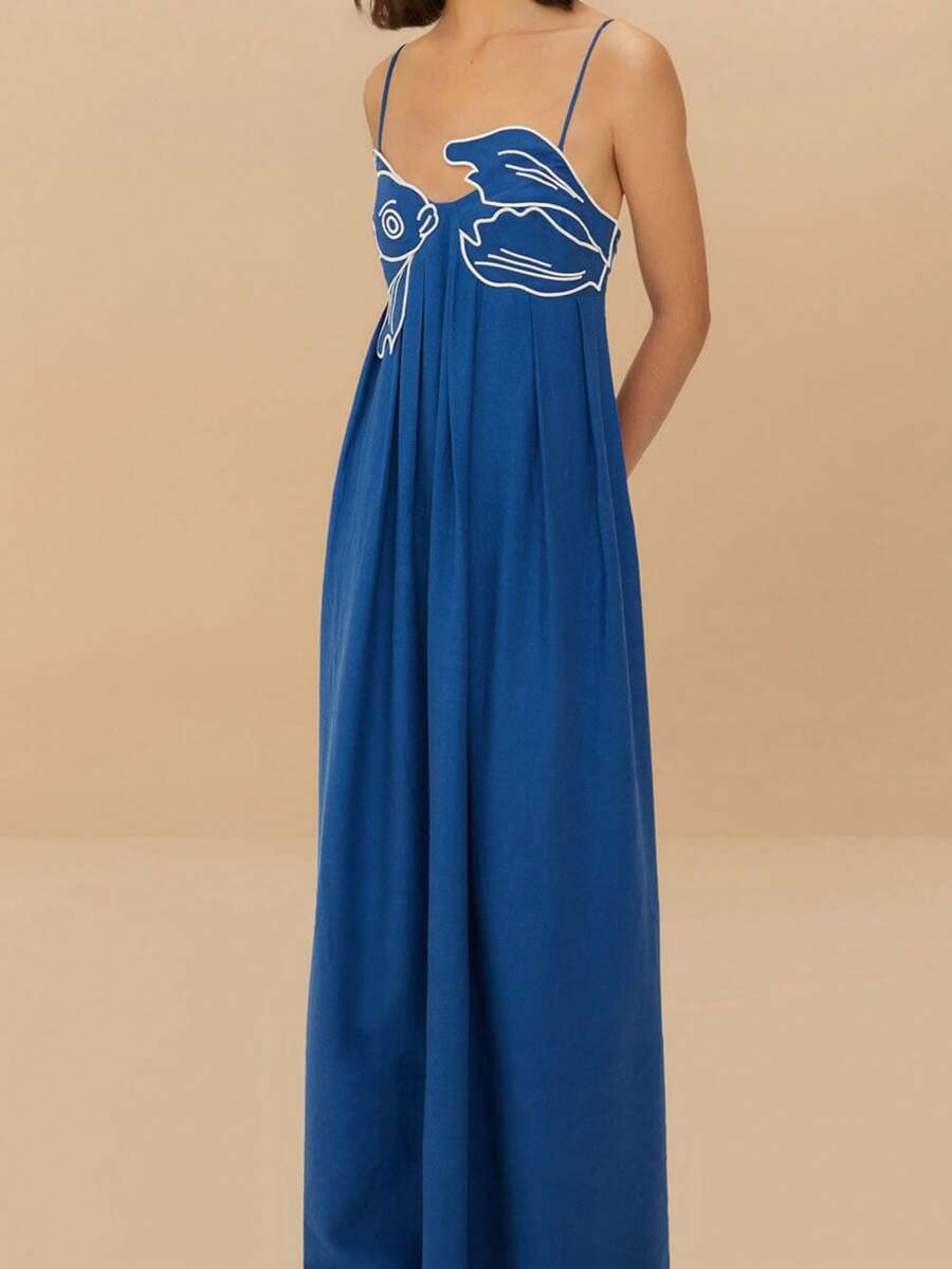 Fish Top Maxi Dress For Women Y2k Solid Color Casual Long Dress Spaghetti Strap Sleeveless Backless Dress Streetwear