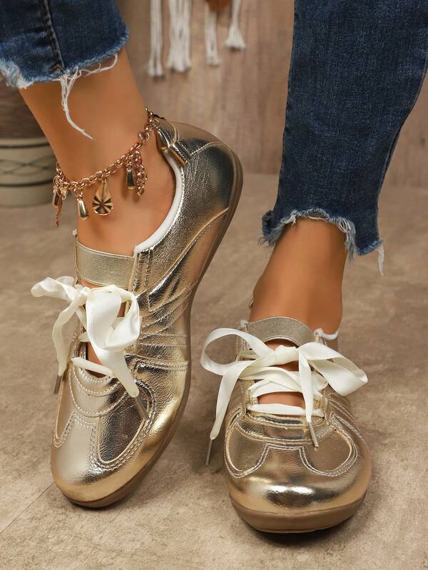 حذاء باليه ذو قاع ناعم بفيونكة، أحذية نسائية جديدة للربيع/الصيف متعددة الاستخدامات، أحذية باليه ماري جين