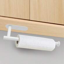 1PC Black Paper Tissue Rack, Punch Free Wall Mount With Adhesive For Easy Installation, Wall Mount For Kitchen, Towel Holder Under Cabinet Paper Towel Rack For Bathroom Kitchen Pantry Sink Balcony Toilet Paper Holder, Storage Rack For Cling Film/Foil, Slouchy Self-Adhesive