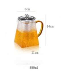 1件玻璃方形锤纹茶壶，蒸煮不锈钢茶壶，耐寒耐高温家用茶壶，玻璃或明火加热家庭用茶壶，锤纹茶壶。 - 彩色 - 查看 16