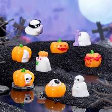 9pcs Halloween Pumpkin, Ghost & Goblin Miniature Decorative Items For Desktop Ornament