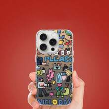 1 pezzo Custodia per telefono in silicone morbido lucido e olografico con stampa di personaggio dei cartoni animati, con onda asimmetrica, texture a gradiente di ghiaccio, adatta per Android/compatibile con OPPO/compatibile con VIVO/compatibile con Honor/compatibile con Redmi/telefoni, impermeabile, antiurto, anti-caduta, resistente ai graffi, versione internazionale, non la versione domestica - Multicolore - Visualizzare 3