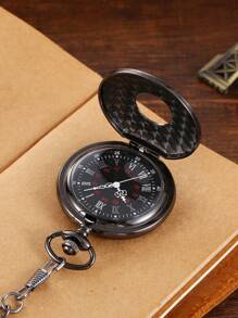 1 pieza Reloj de bolsillo vintage estilo británico con números romanos para hombres