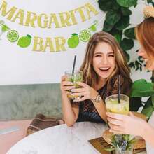 FOZEE Margarita Bar Banner, Margarita Party Decorations, Mexican Taco Bar Party Decorations, Margarita Decorations, Gold And Green Glitter - trắng - Xem 7