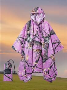 3-In-1 Multifunctional Hooded Rain Poncho With Neckline Buttons, Portable Raincoat With Pockets , Lightweight Rain Jacket For Adult Outdoor Activities