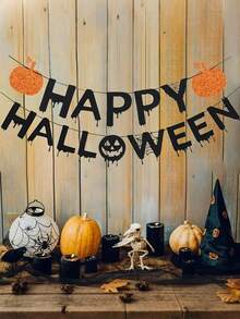 1 套 - 万圣节快乐横幅万圣节彩旗横幅、南瓜万圣节横幅、万圣节壁炉壁挂派对用品、鬼屋装饰、家庭室内壁炉装饰