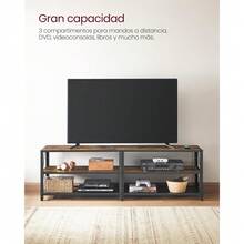Mueble de TV, Mesa de TV para Televisores de hasta 70 Pulgadas, Ancho 160 cm, Marco de Acero, con Estantes, para Salón, Dormitorio, Marrón Rústico y Negro MLTV095B01 - MarrÓn RÚstico + Negro - Ver 3