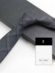 1 件男士时尚条纹格子图案领带，适合商务、通勤和正式活动 - A - 查看 6