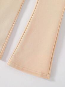 Tween Girls Cartoon Print Crew Neck Sweatshirt & Flare Pants Set - Khaki - View 6