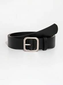 1 Stück Damen Schwarz Quadrat Schnalle PU Leder Mode Gürtel, klassischer breiter Stil geeignet für den täglichen Gebrauch, Schule und Sommer