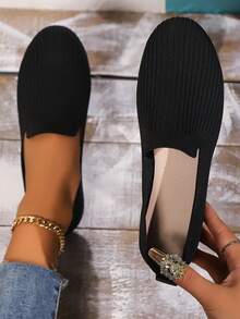 Women's Comfy Breathable Casual Slip-On Athletic Sneakers - Black - View 6