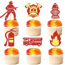 Decoraciones de pastel de cumpleaños de bombero, decoración de pastel de camión de bomberos y bombero, decoración de fiesta de cumpleaños con temática de bomberos, adorno para pastel - Multicolor - Ver 9