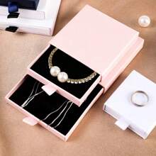 1pc Personalized Customized Women's Jewelry Drawer Type Storage Box Mini Portable Earring Packaging Box Company Name And Logo Personalized Customized Gift Box, Jewelry Display Stand, Suitable For Giving To Friends, Customers, Family, And Colleagues