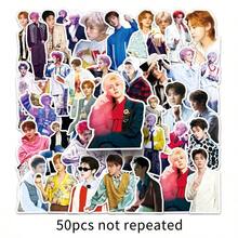 50张唱歌跳舞歌手的手帐贴纸，防水贴纸，高颜值歌手和明星的支持贴纸，奶茶杯贴纸，行李箱装饰贴纸，手机、平板电脑和笔记本电脑的防水装饰贴纸，送给爱人或家人的完美礼物【开学季】【万圣节】【演唱会支持贴纸】