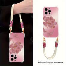 Funda para teléfono 1 pieza Una elegante correa para el hombro tipo bandolera, patrón Correa para el hombro tipo bandolera Correa de mano anticaída de cuatro esquinas Funda protectora para teléfono móvil Puede colgarse hacia atrás Funda para teléfono móvil suave adecuada para la serie 12 13 14 15 16 Pro Pro Plus - - Colores mixtos 1 - Ver 2