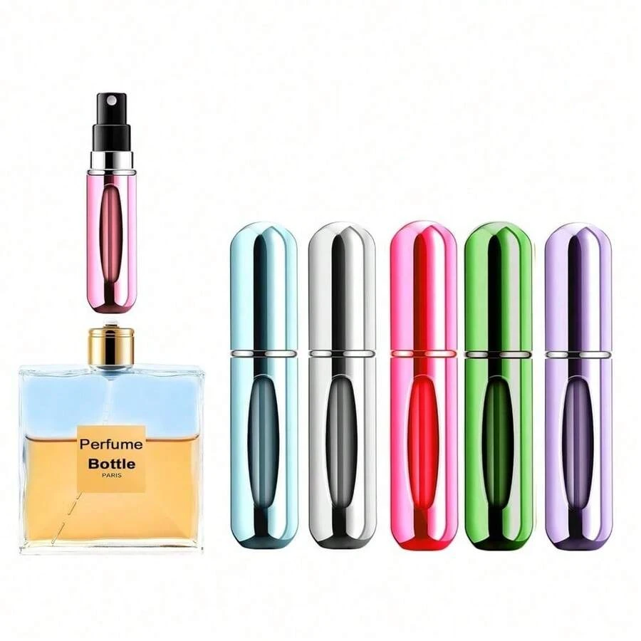4-Piece Travel Perfume Atomizer Set - 5ml Refillable Leakproof Spray Bottles With Ultra Fine Mist, TSA-Approved Portable Scent Dispenser For Handbag, Gym, Office & Vacation, Silver - Purple, Blue, Green, Rose Red, Silver - View 1
