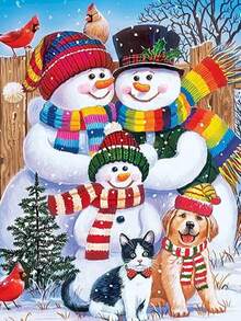 5D Diamond Painting Kit - Christmas Snowman, DIY Diamond Art Set, Full Round Diamond Diamond Painting, Relaxing Hobby, Perfect Artwork, Birthday/Holiday Gift, Christmas Decor For Wall, Entryway, Bedroom Home Decor Christmas Decorations Room Decor