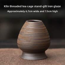 1pc Japanese Kiln-Fired Spiral Matcha Whisk Holder, Handmade Coarse Pottery Vintage Antique Ceramic Tea Accessories, Songhua Dynasty Chanoyu Tea Tools - Multicolor - View 8