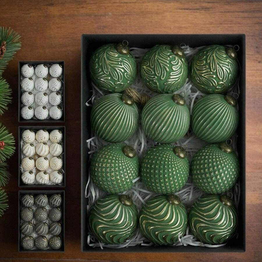 12 Stücke 8cm Mehrfarbiges Set Antike Weihnachtskugeln Weihnachtsbaumschmuck Weihnachtskugel Set, geeignet für Feiertags-Dekoration, hochwertige Ornamente Heim-Dekoration Weihnachtsdekorationen Raumdekoration Weihnachtsdekorationen Zuhause Weihnachtsgeschenke Weihnachtsdekoration - Verschiedenfarbig - Übersicht 1