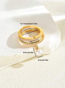 1pc Fashionable Faux Pearl Pendant Adjustable Stacking Rings For Women, Engagement, Wedding, Party, Eid Festival Gift