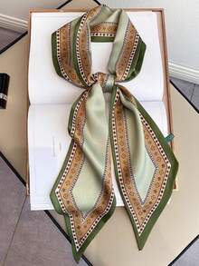 1pc Women's Decorative Long Neck Scarf, Spring/Summer/Autumn, Horse Knight Pattern And Multiple Uses, Lightweight & Artistic Hairband Bandana,Hair Band,Head Band Ideal For Dressing Up Your Look