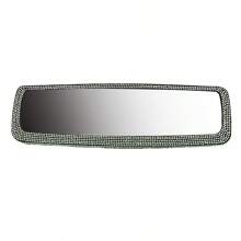 Espejo retrovisor plano ovalado para automóvil, accesorio de espejo retrovisor interior anti-niebla y anti-reflejo con decoración de diamantes, se ajusta a la mayoría de los vehículos
