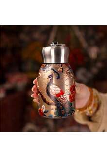 隔热豪华不锈钢 316 复古水瓶，高档时尚创意迷你圆形杯，户外水杯 - 彩色 - 查看 3