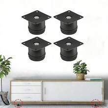 4 件装可调节不锈钢金属家具腿，黑色圆腿，适用于咖啡桌、橱柜、沙发架、电视柜、书架 - 彩色 - 查看 2