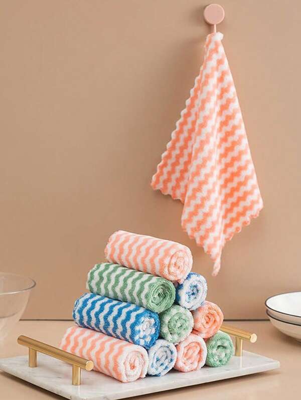 10 peças de toalhas de cores aleatórias, toalha de mão de lã coral, lenço pequeno, pano de limpeza doméstica, toalha de banho macia e absorvente, utensílios de banheiro, pano de prato, pano de limpeza de cozinha, aprox. 20x20 cm