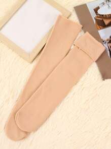 1 para damskich czarno-brązowych skarpet śnieżnych, ciepłe skarpety podłogowe z podszewką termiczną, codzienne skarpety domowe do połowy łydki i za kolano, zimowe, Y2K