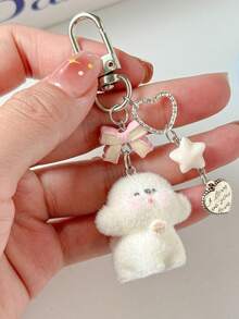 可爱植绒贵宾犬手机挂件，少女蝴蝶卡通动物包包挂件，背包钥匙扣，小礼物学校汽车配件哥特 Y2k - 彩色 - 查看 3