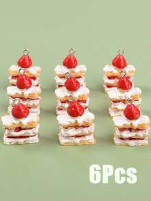 6/10 件树脂草莓蛋糕吊饰 - 适用于 DIY 珠宝、耳环、手工工艺品、家居装饰的工艺吊饰 - 彩色 - 查看 8