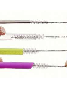 5pcs Metal Straw Cleaner - Extra Long Stainless Steel Brush For Cleaning Reusable Straws, Water Bottles And Pipes