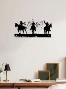 Western Cowboy Metal Wall Art - Modern Minimalist Decor, Rust-Proof & Durable, Perfect For Bedroom, Living Room, Bathroom, Kitchen - Black, Western Home Decor