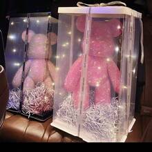 1 件 23 厘米 DIY 自粘钻石熊雕像水钻泰迪熊闪光贴花小雕像玩具装饰礼物情人节礼物