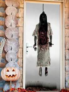 1 Stück Halloween-thematischer beängstigender Anhänger: Skelett & Geist 2D Aufkleber, erstklassiges Requisit für spukende Häuser für Partyspaß - Verschiedenfarbig - Übersicht 3