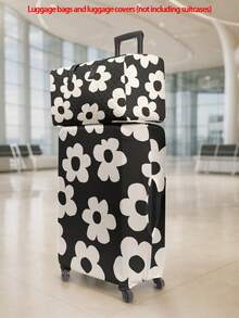 1pc Luggage Cover + 1pc Travel Bag, Plant Pattern Print, Unisex, Durable & Washable, Suitable For Travel, Family Visit Or Outing (Luggage Not Included) - Multicolor - View 29